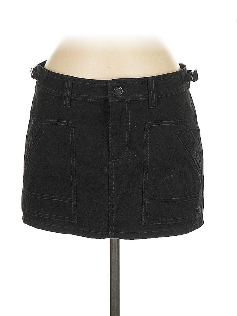 TNA Black Denim Mini Skort with Front Pockets